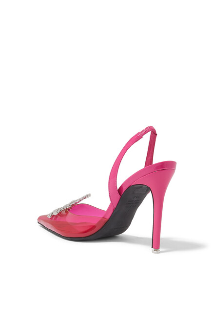 Monroe 100 Pointy Toe Crystal Bow Slingback Pumps